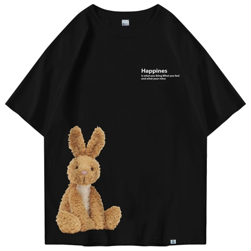 Image of OOTDSUPPLY Oversized Tshirt Rabbit Black l Oversize Pria & Wanita OVZ009