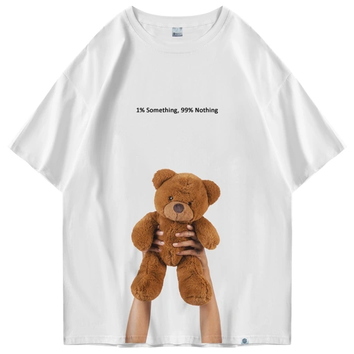 Image of OOTDSUPPLY Oversized Tshirt Teddy Bear White l Oversize Pria & Wanita OVZ016
