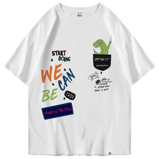 Image of OOTDSUPPLY Oversized Tshirt OOTD T-rex White I Oversize Pria & Wanita OVZ027