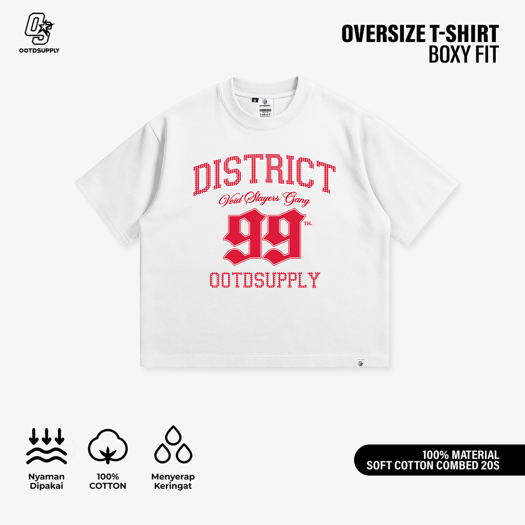 OOTDSUPPLY BoxyFit Oversize District Black & White | Kaos Boxy Series | Tshirt Boxy fit l Kaos Boxy OS-OVZ-BX-064