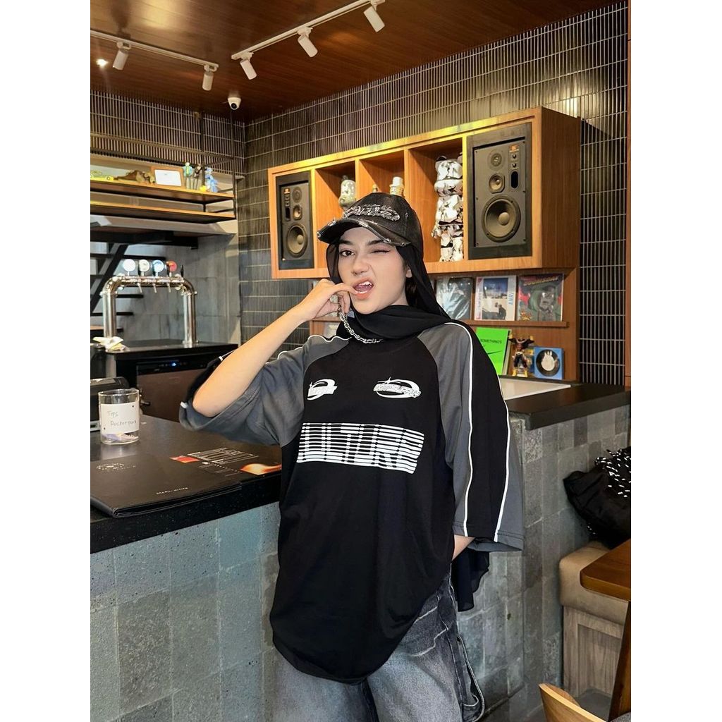 OOTDSUPPLY Oversized Raglan Grain Culture List | Oversize Pria & Wanita OVZRGLV2002