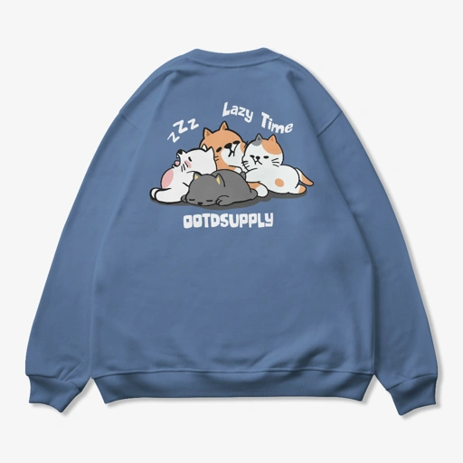 Image of OOTDSUPPLY Crewneck Lazy Time Dark Colours | Sweater Pria & Wanita CN067