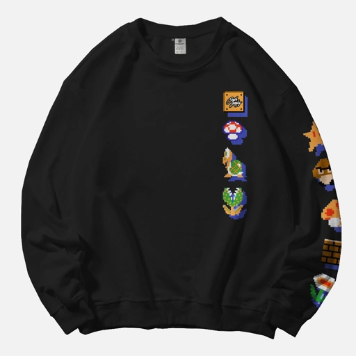 Image of OOTDSUPPLY Crewneck Yoshi Black & Cream | Sweater Pria & Wanita CN061