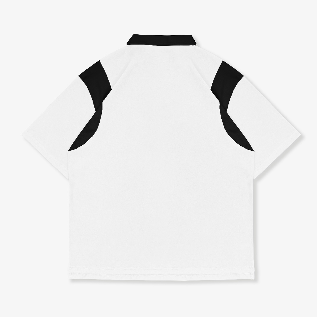 OOTDSUPPLY Oversize Rugby Polo Shirt Infinite 96 Black-White | Kaos Polo Pria dan Wanita OVZ-PSRBW026