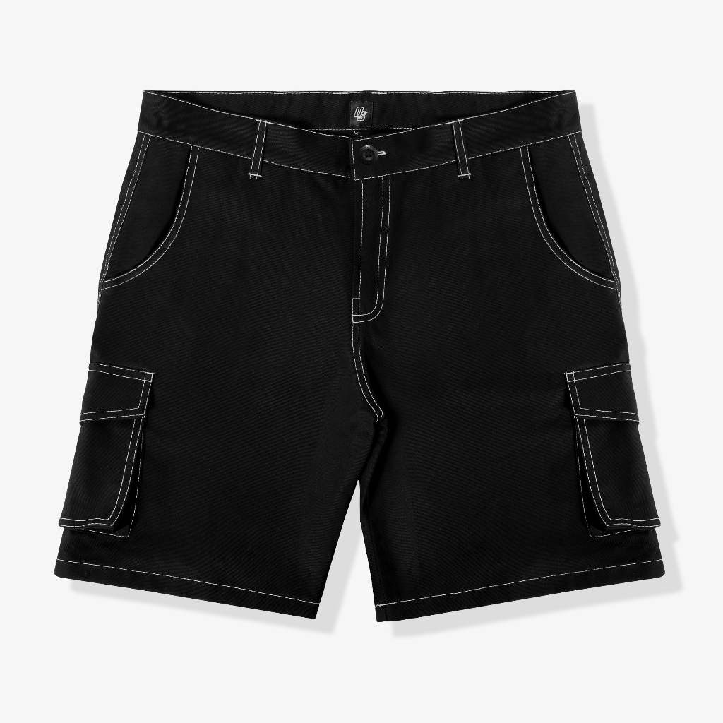 OOTDSUPPLY Short Pants Cargo Twill Stitch l Celana Cargo Pendek Pria | CGTBLK