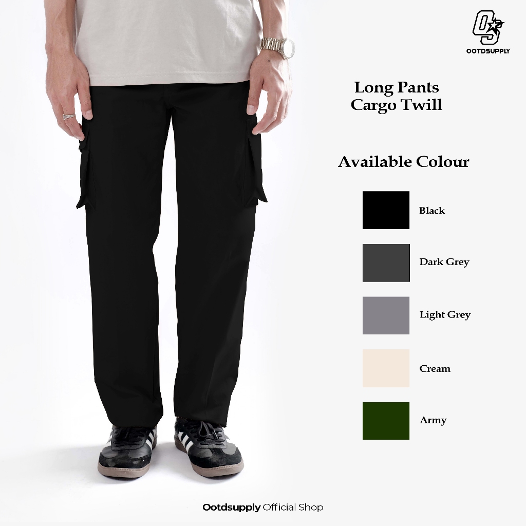 OOTDSUPPLY Cargo Panjang Twill Straight Fit l Celana Cargo Panjang Pria | CGTLP