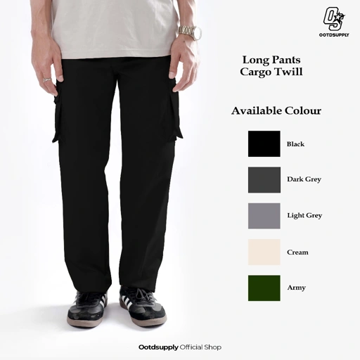Image of OOTDSUPPLY Cargo Panjang Twill Straight Fit  l Celana Cargo Panjang Pria | CGTLP