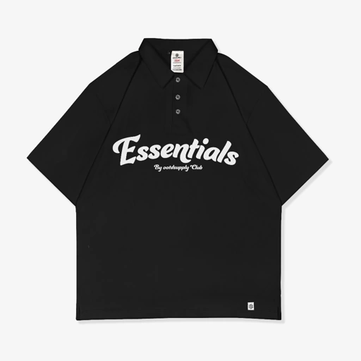 Image of OOTDSUPPLY Oversize Polo T-shirt Essentials Black & Milo | Kaos Polo Pria dan Wanita OVZ-PS020