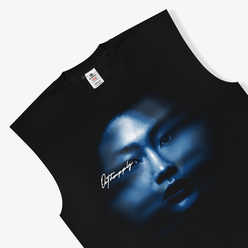 OOTDSUPPLY Oversize Sleeveless Whisper Black l Kaos Oversize Singlet001