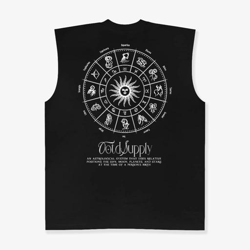 Image of OOTDSUPPLY Oversize Sleeveless Astrology Black & Steel bLue l Kaos Oversize Singlet001