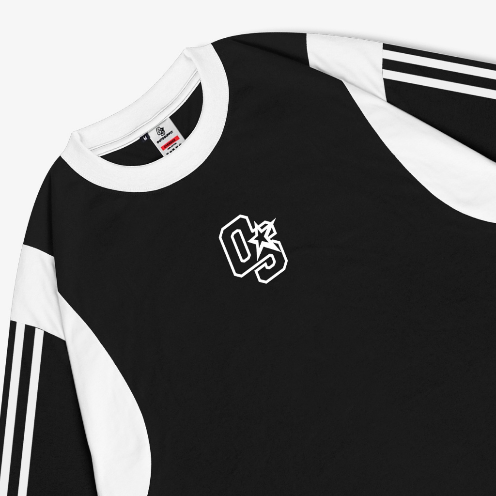 OOTDSUPPLY Oversized Side Line OS Line Black & White | Oversize Pria & Wanita OVZSL003
