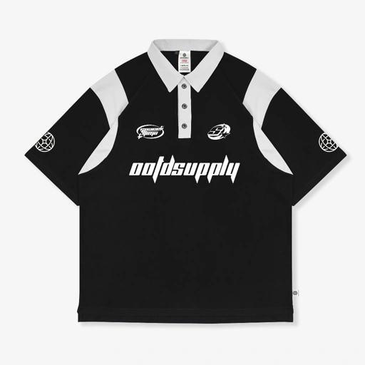 Image of OOTDSUPPLY Oversize Rugby Polo Shirt Space Time Combination|  Kaos Polo Pria dan Wanita OVZ-PSR028
