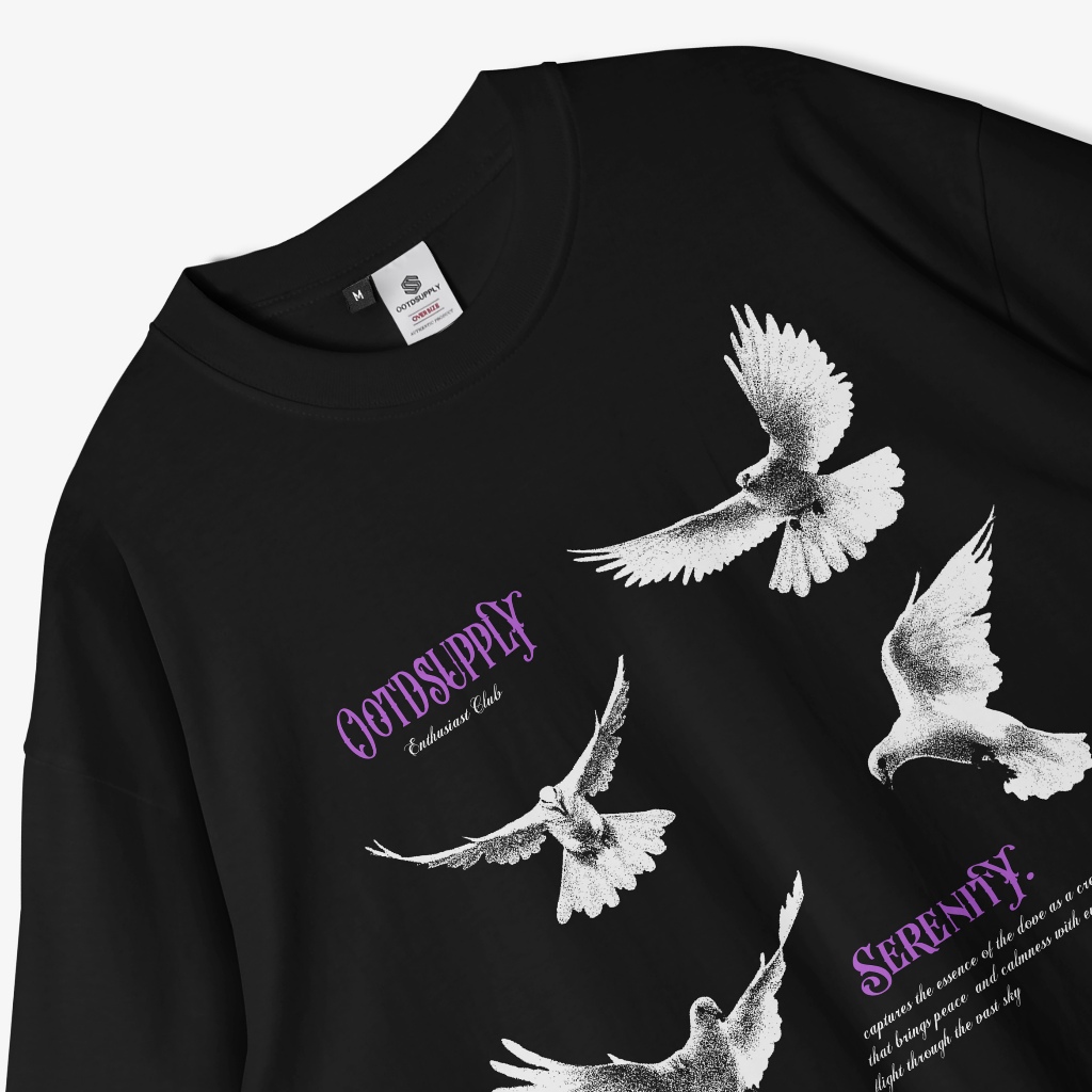 OOTDSUPPLY Oversized Tshirt Serenity Black & White l Kaos Oversize Pria dan Wanita OVZ209