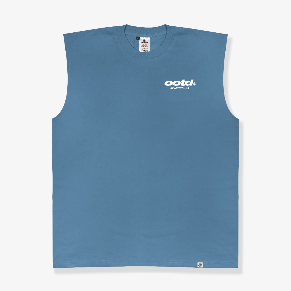 OOTDSUPPLY Oversize Sleeveless Minima Black & Steel Blue l Kaos Oversize Singlet010