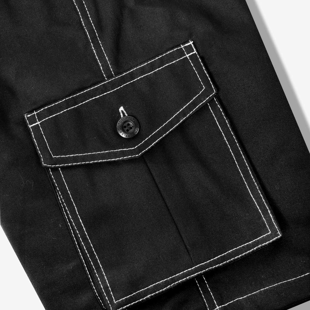 OOTDSUPPLY Short Pants Cargo Twill Stitch l Celana Cargo Pendek Pria | CGTBLK