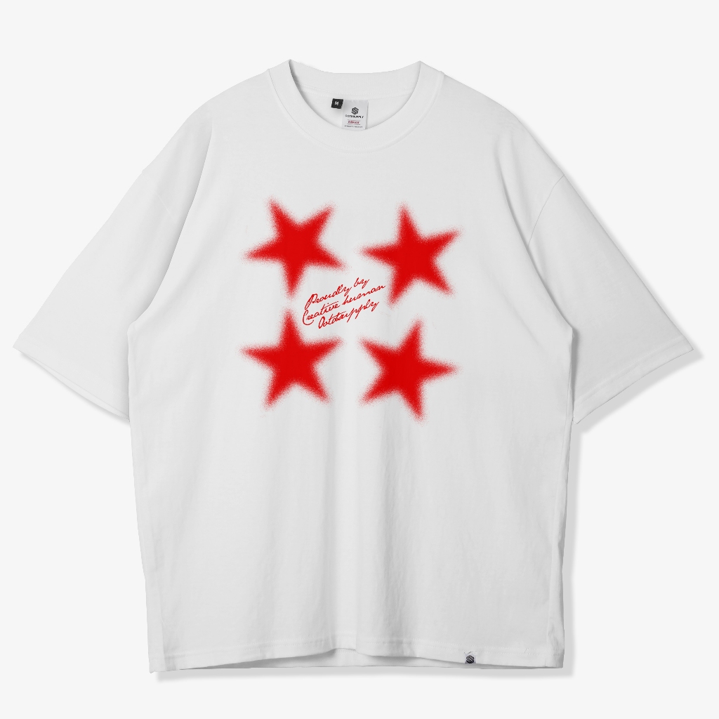 OOTDSUPPLY Oversized Tshirt Starlike White l Kaos Oversize Pria dan Wanita OVZ159