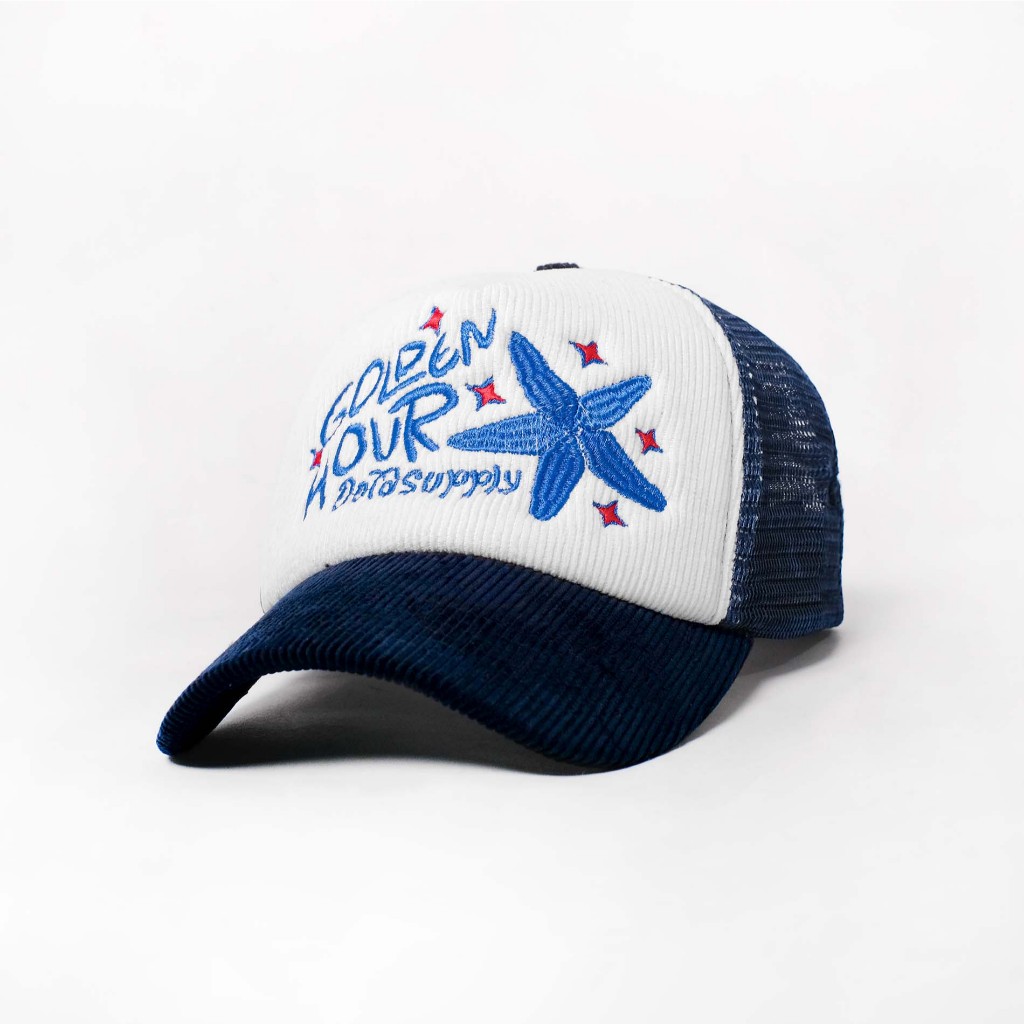 OOTDSUPPLY Polo Caps Corduroy Bordir Golden Hour Navy I Topi Hat Corduroy Pria & Wanita