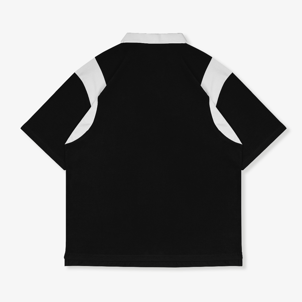 OOTDSUPPLY Oversize Rugby Polo Shirt Infinite 96 Black-White | Kaos Polo Pria dan Wanita OVZ-PSRBW026