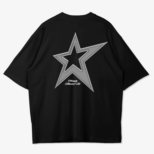 Image of OOTDSUPPLY Oversized Tshirt Alpha Star Black & Benhur l Kaos Oversize Pria dan Wanita OVZ190