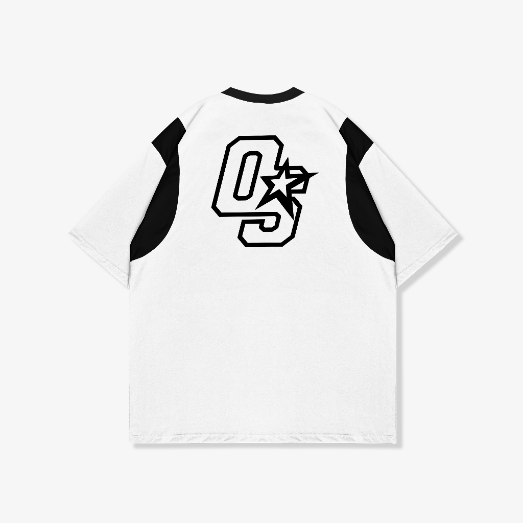OOTDSUPPLY Oversized Side Line OS Line Black & White | Oversize Pria & Wanita OVZSL003