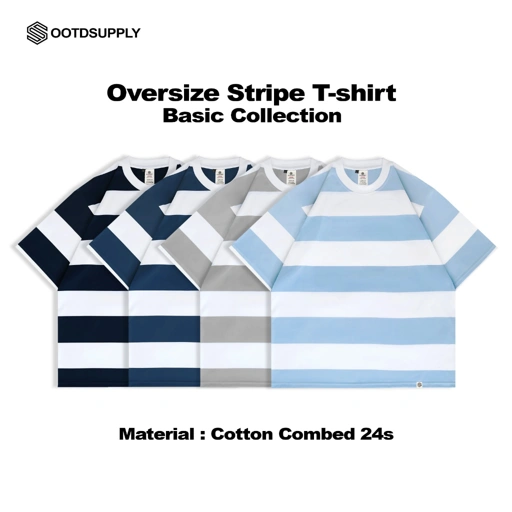 Image of OOTDSUPPLY Oversized Tshirt Stripe Basic  | Oversize Pria & Wanita OVZSTP001