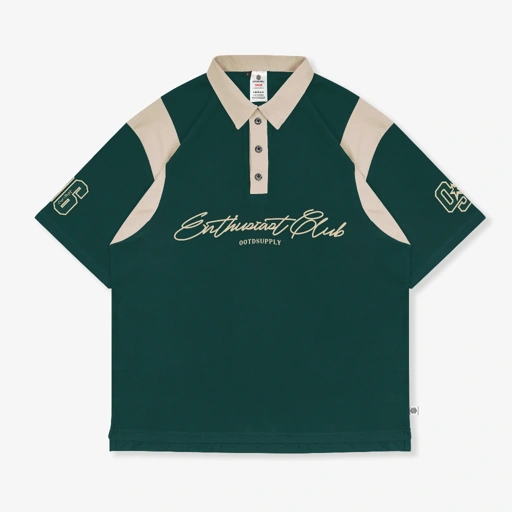 Image of OOTDSUPPLY Oversize Rugby Polo Shirt Infinite 96 Green-Mocca | Kaos Polo Pria dan Wanita OVZ-PSRGM021