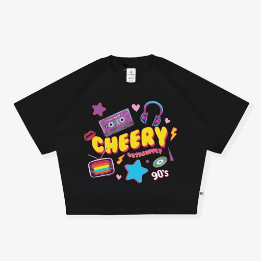 Image of OOTDSUPPLY Croptee Fit Cheery Black & White | Croptee Slimfit Wanita CSF013