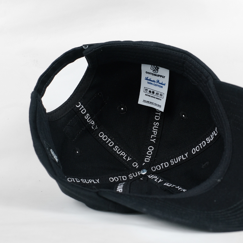 OOTDSUPPLY Polo Caps Canvas Bordir Weaving Black I Topi Hat Twill Bordir Pria & Wanita | CAP26