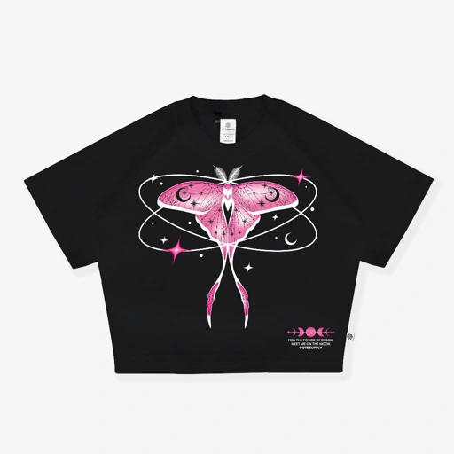 Image of OOTDSUPPLY Croptee Fit Butterfly Black & White | Croptee Slimfit Wanita CSF012
