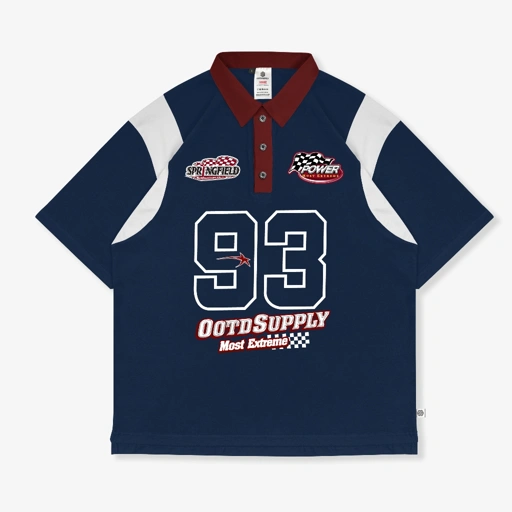Image of OOTDSUPPLY Oversize Rugby Polo Shirt Springfield Combination | Kaos Polo Pria dan Wanita OVZ-PSR041