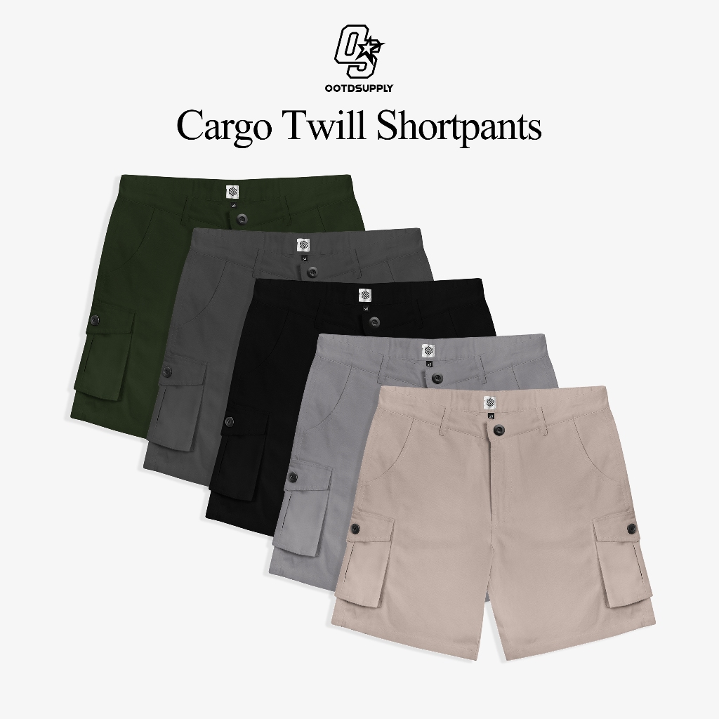 OOTDSUPPLY Cargo Twill Short Pants Colours l Celana Cargo Pendek Pria