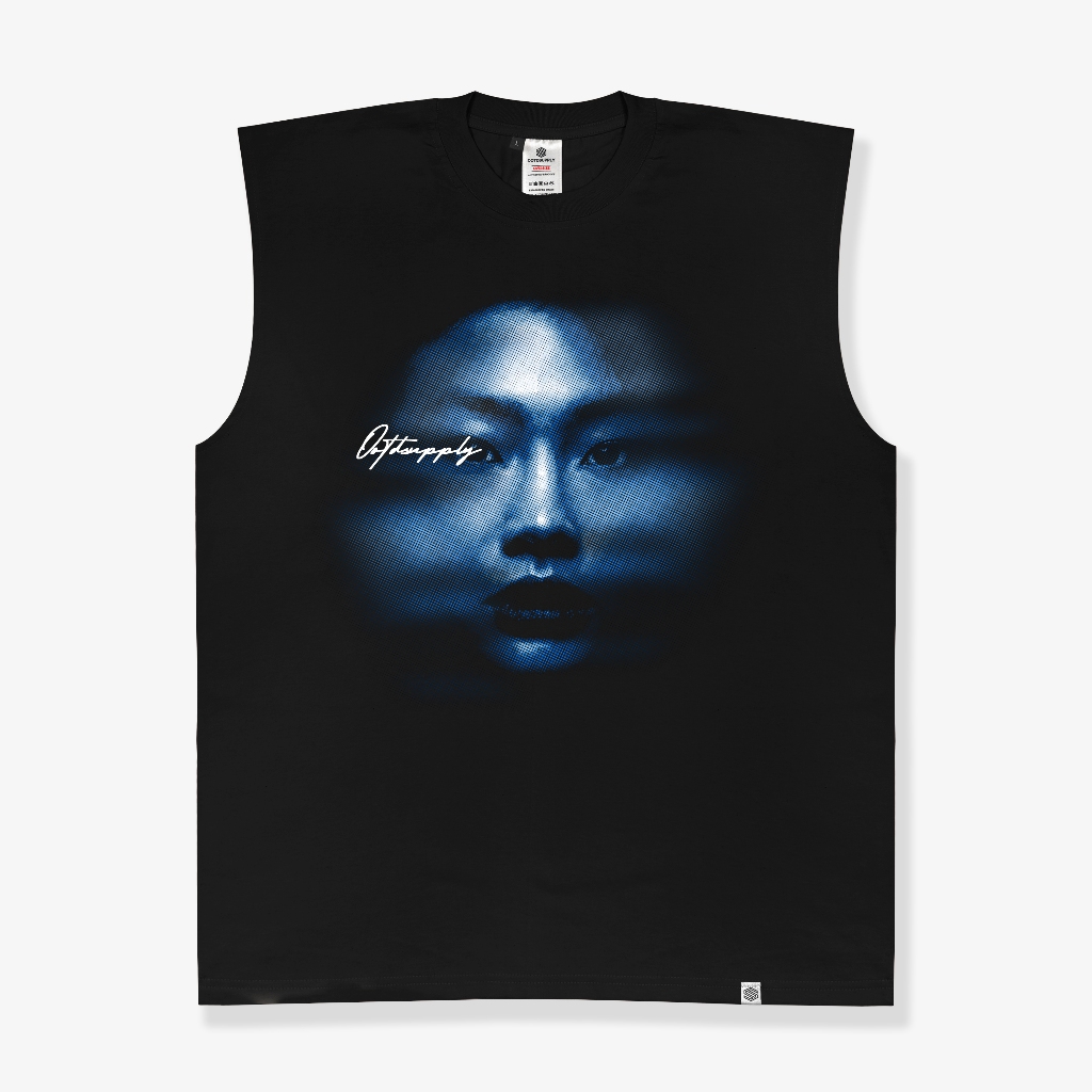 OOTDSUPPLY Oversize Sleeveless Whisper Black l Kaos Oversize Singlet001