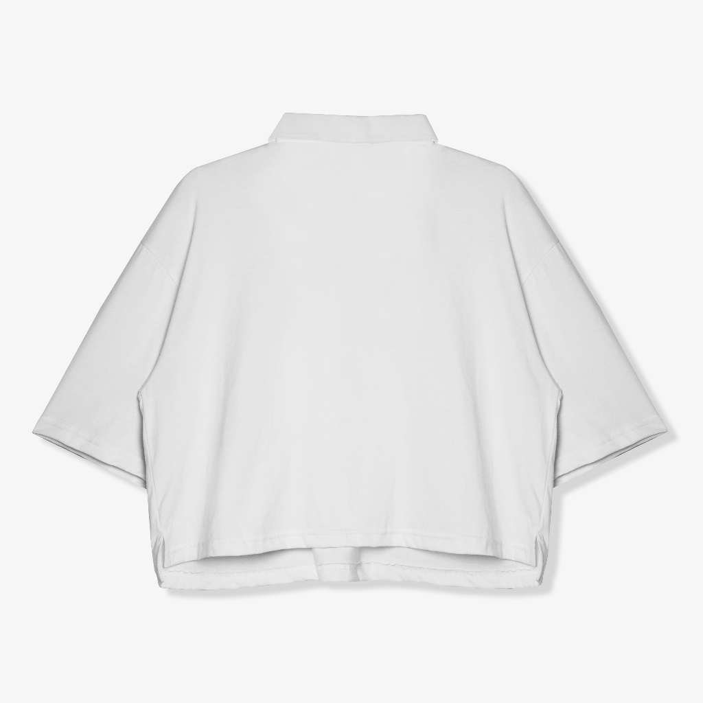OOTDSUPPLY Oversize Polo Crop Shirt Essentials Black & White l Polo Crop Pria dan Wanita OVZ-CPS007