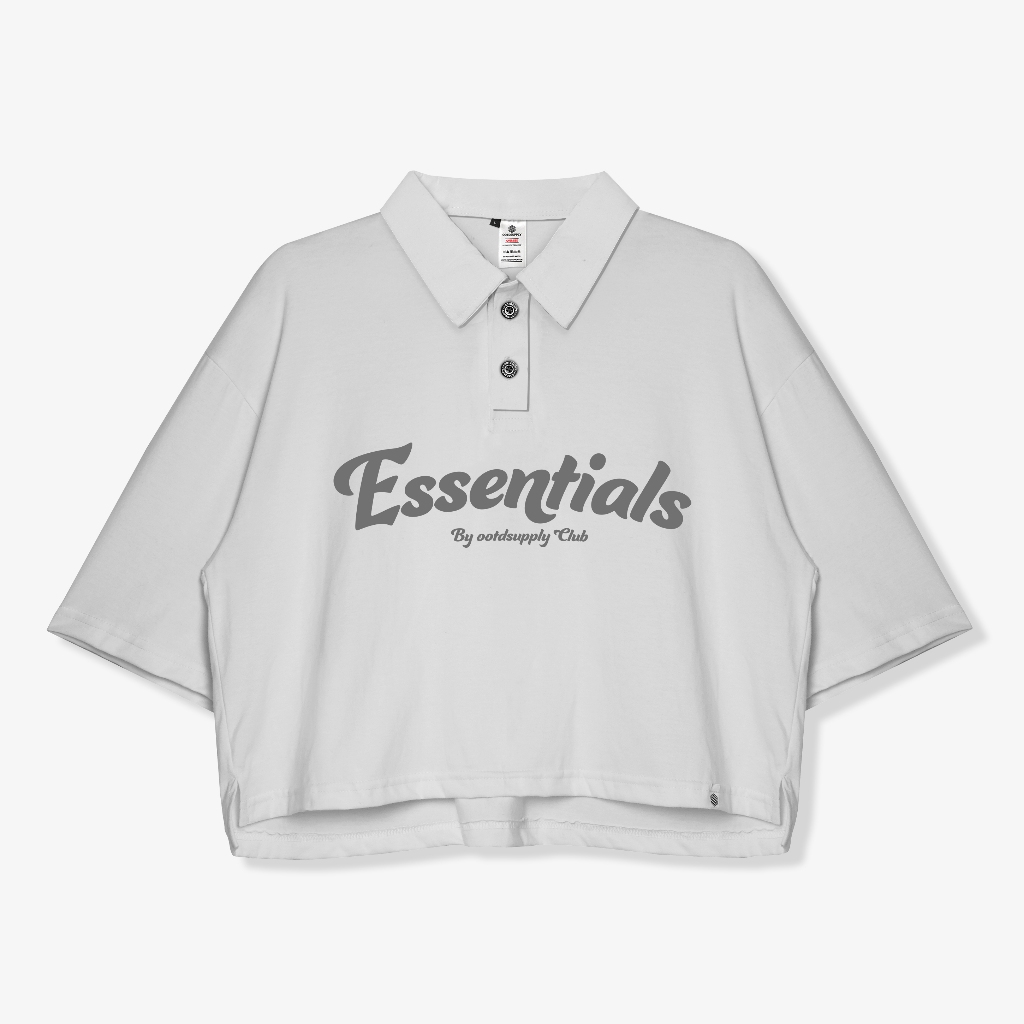 OOTDSUPPLY Oversize Polo Crop Shirt Essentials Black & White l Polo Crop Pria dan Wanita OVZ-CPS007