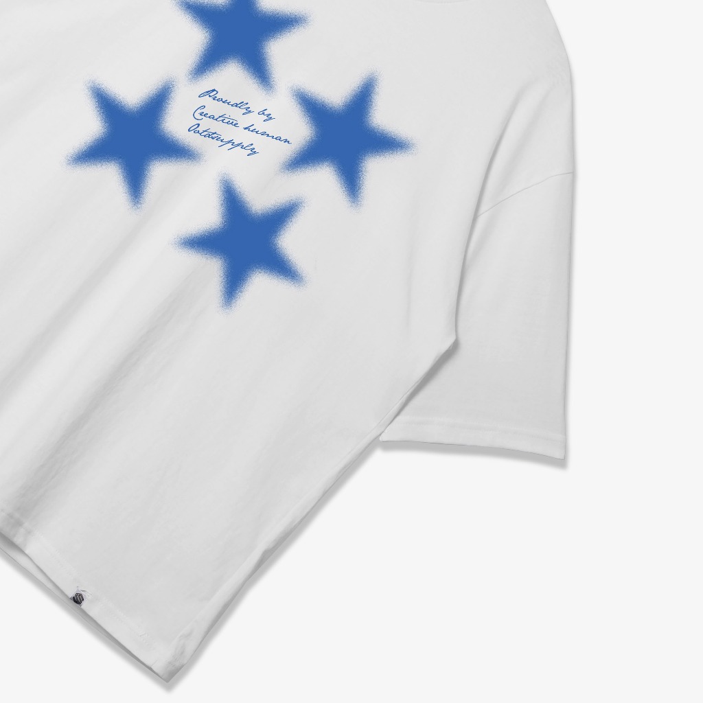 OOTDSUPPLY Oversized Tshirt Starlike White l Kaos Oversize Pria dan Wanita OVZ159
