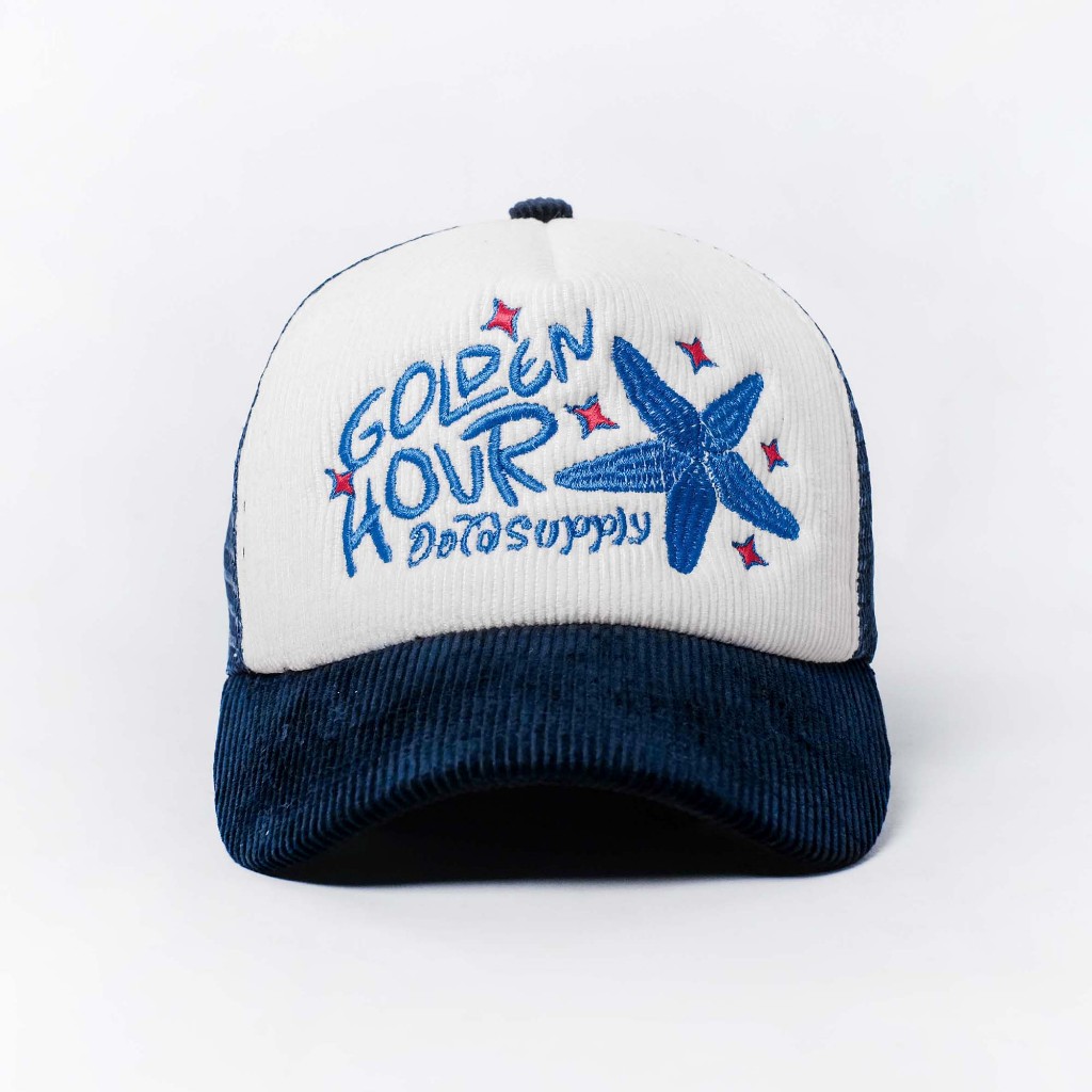 OOTDSUPPLY Polo Caps Corduroy Bordir Golden Hour Navy I Topi Hat Corduroy Pria & Wanita