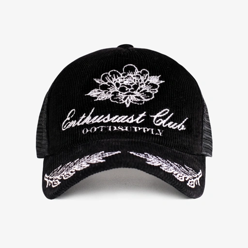 Image of OOTDSUPPLY Polo Caps Corduroy Holy Lotus Black I Topi Hat Bordir Pria & Wanita