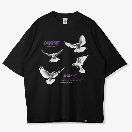 Image of OOTDSUPPLY Oversized Tshirt Serenity Black & White l Kaos Oversize Pria dan Wanita OVZ209