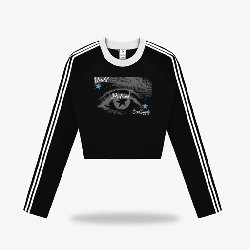 Image of OOTDSUPPLY Cropteefit Longsleeve String Profound Full Black l Kaos Crop Lengan Panjang CLSSTRING002