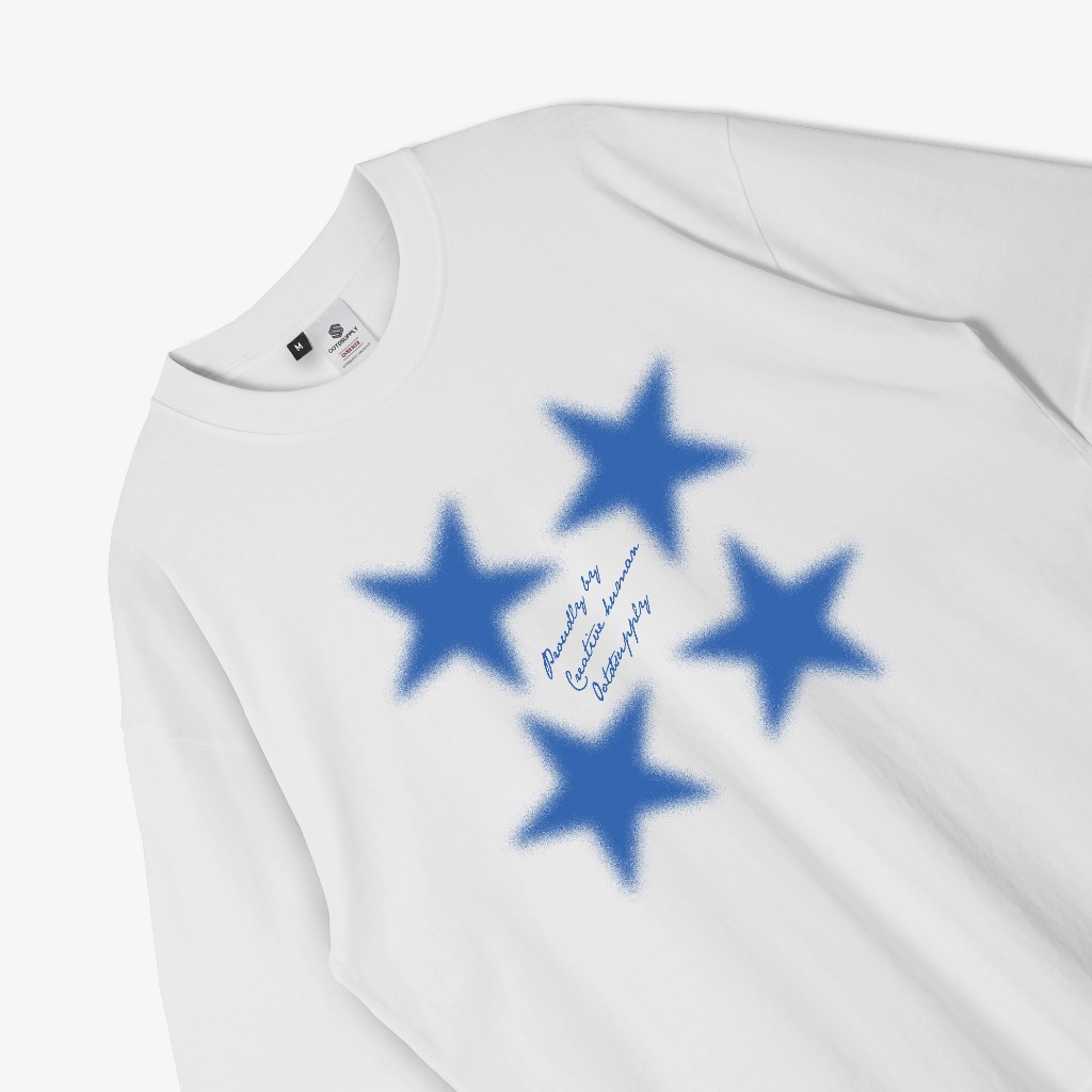 OOTDSUPPLY Oversized Tshirt Starlike White l Kaos Oversize Pria dan Wanita OVZ159