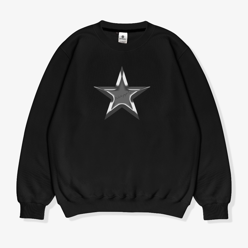 OOTDSUPPLY Crewneck Lyra Star Black & White | Sweater Pria & Wanita CN103