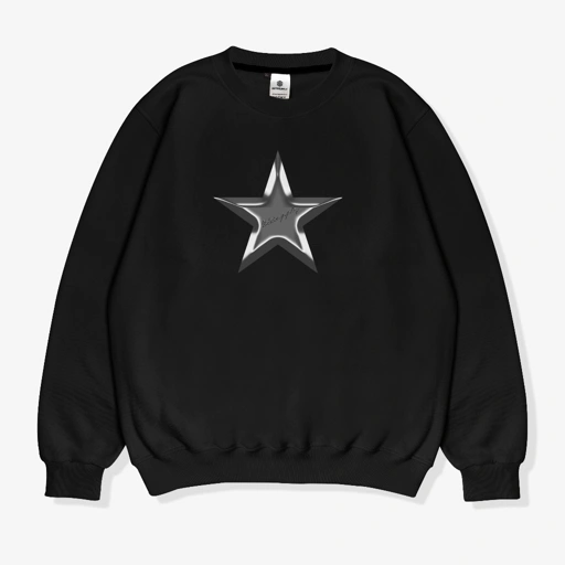 Image of OOTDSUPPLY Crewneck Lyra Star Black & White | Sweater Pria & Wanita CN103