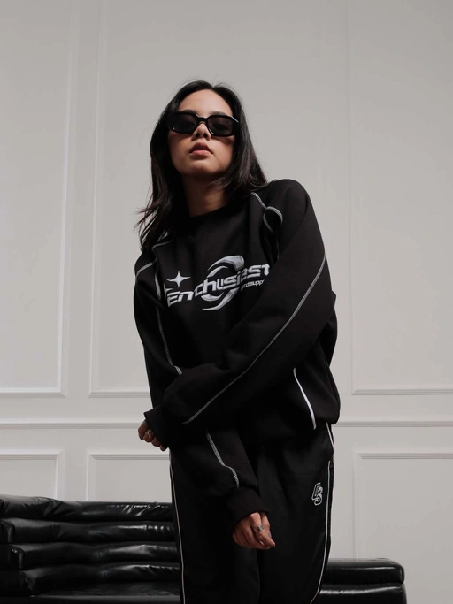 Image of OOTDSUPPLY Crewneck Astral Stitch Black | Sweater Pria & Wanita CNSTITCH003
