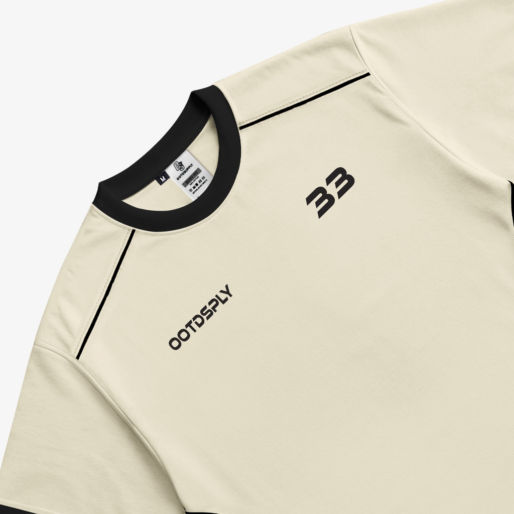 OOTDSUPPLY Oversized Boxy Neorun Cream Ringer Line | Oversize Pria & Wanita | Kaos Unisex | OS-OVZ-BX-RL004