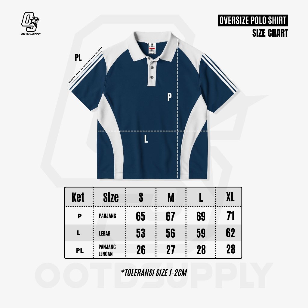 OOTDSUPPLY Oversize Polo Paste Line Redplay Red Chili | Atasan Polo Sporty Series | Unisex | OS-PS-PL-001