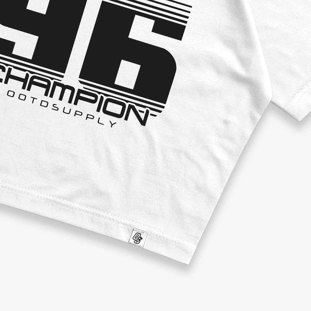 OOTDSUPPLY Croptee Fit Champion White | Croptee Slimfit | Atasan Wanita | Kaos Crop CSF021