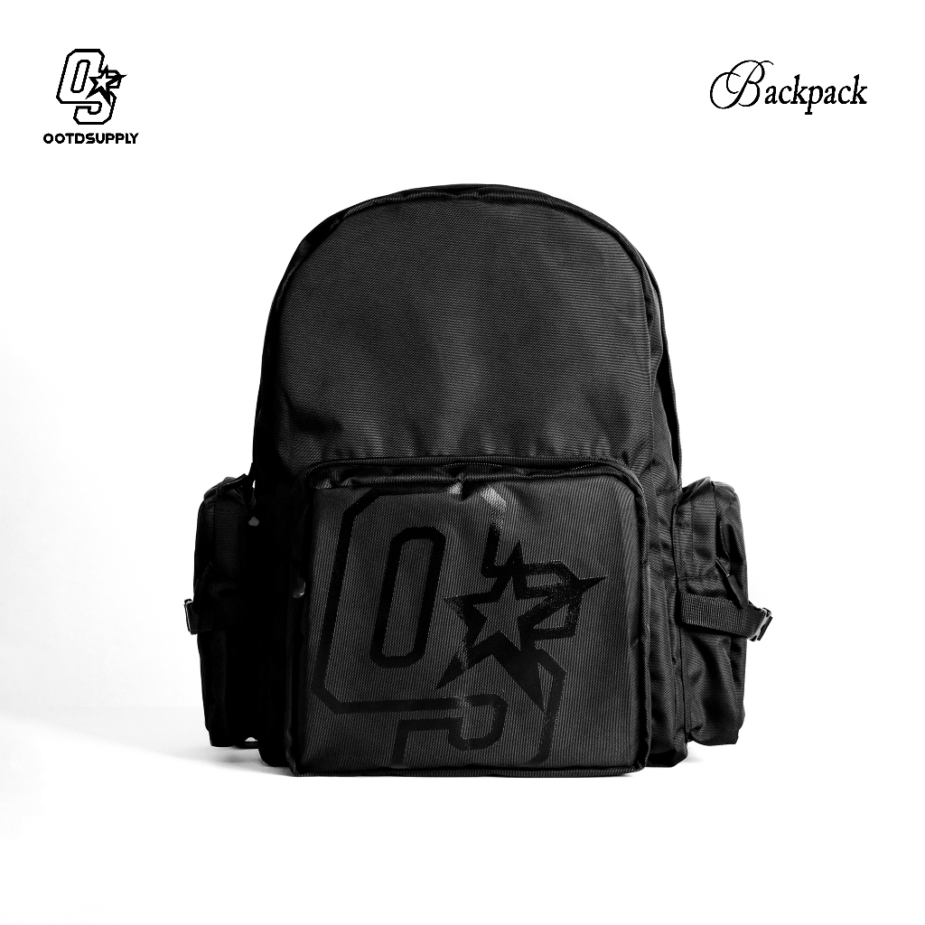 OOTDSUPPLY Backpack Tas Ransel OS Sign Black l Ransel Laptop Cordura Unisex | Tas Punggung Sporty | BPK-OS-BLK