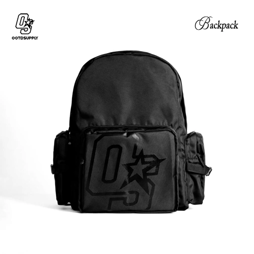 OOTDSUPPLY Backpack Tas Ransel OS Sign Black l Ransel Laptop Cordura Unisex | Tas Punggung Sporty | BPK-OS-BLK