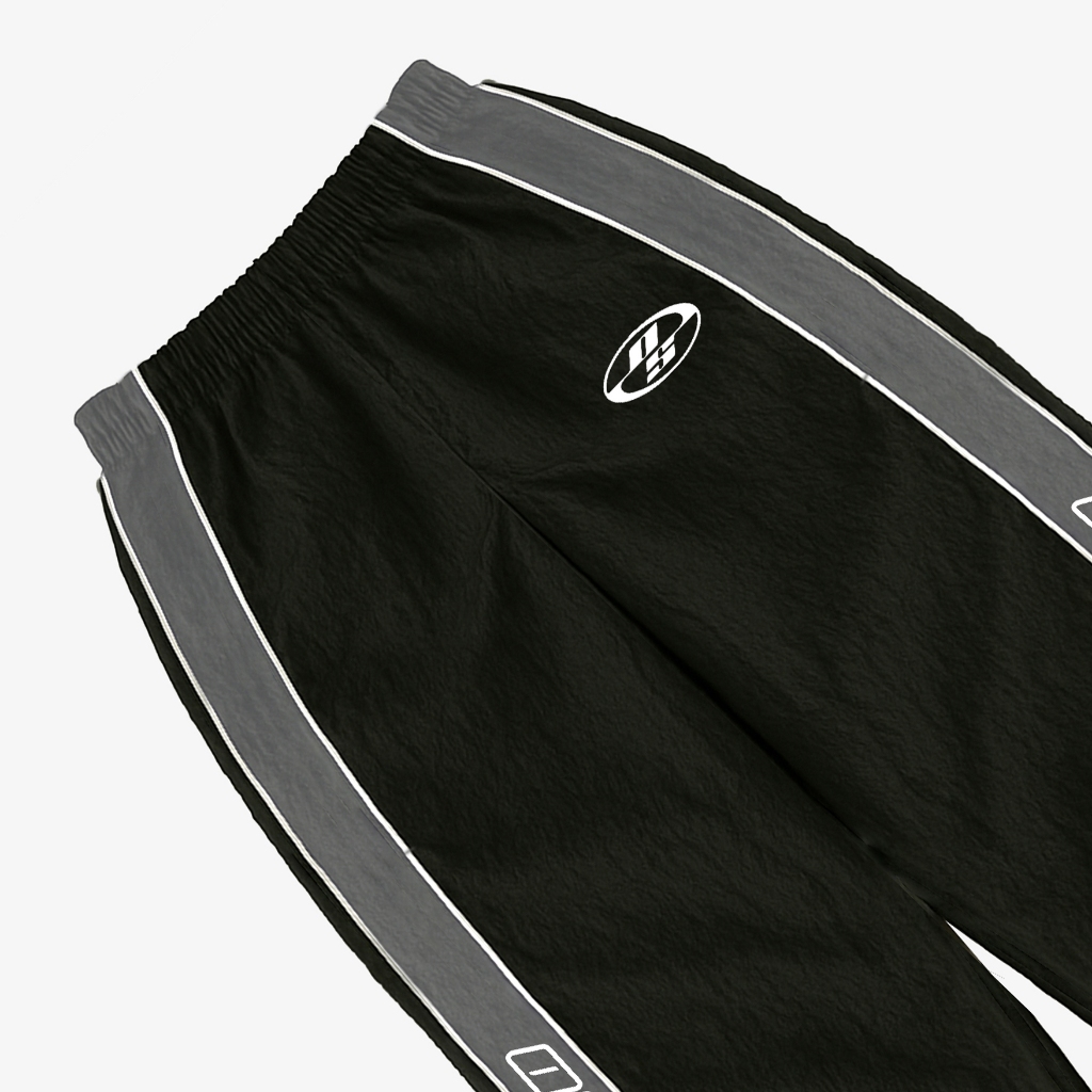 OOTDSUPPLY Trackpant Parachute Neocore Black Grey l Celana Panjang Parasut | Longpants Sporty Unisex | TRP-CLN-BGRY