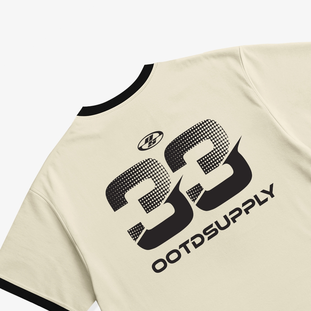 OOTDSUPPLY Oversized Boxy Neorun Cream Ringer Line | Oversize Pria & Wanita | Kaos Unisex | OS-OVZ-BX-RL004
